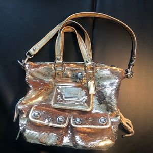 Authentic Gold Coach Poppy Sequin Limited Edition Hand Bag